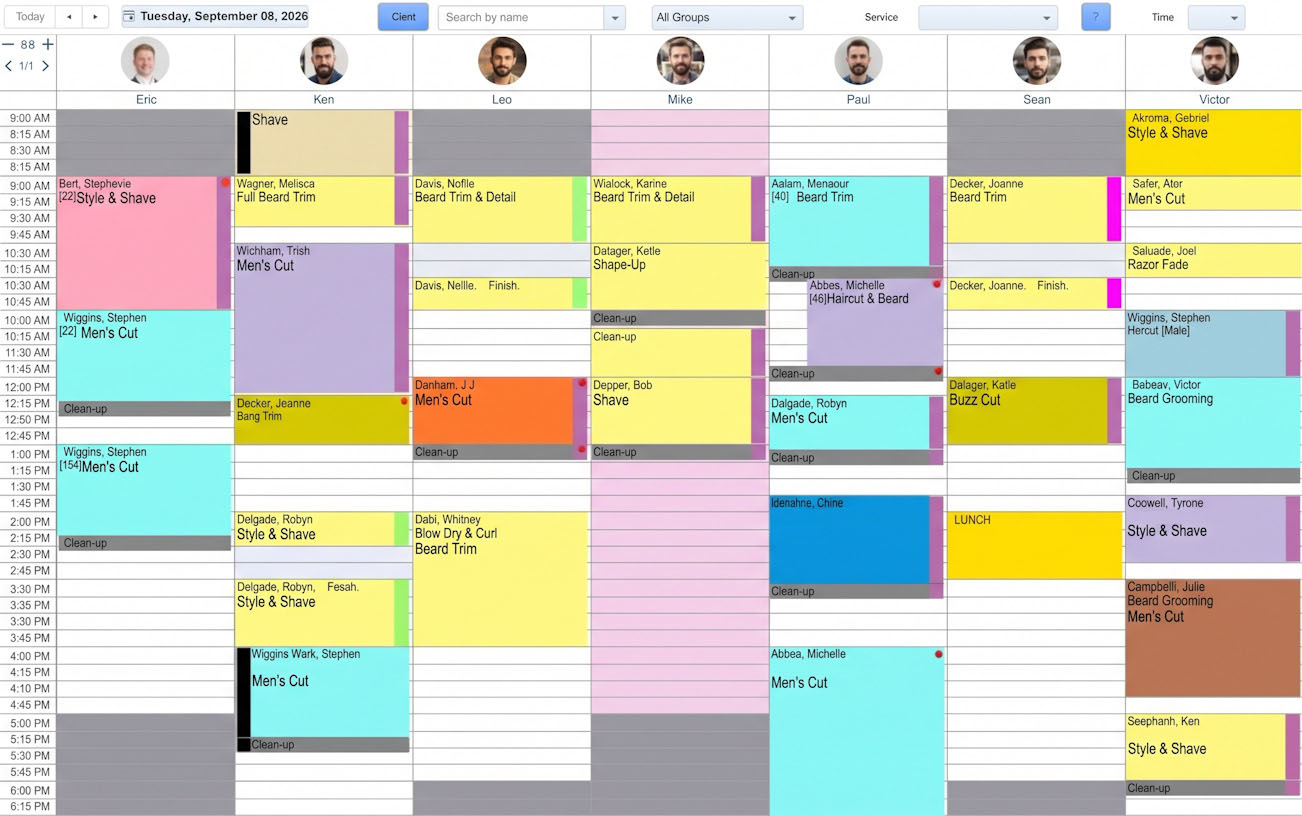 Paired Plus appointment calendar for barbershops