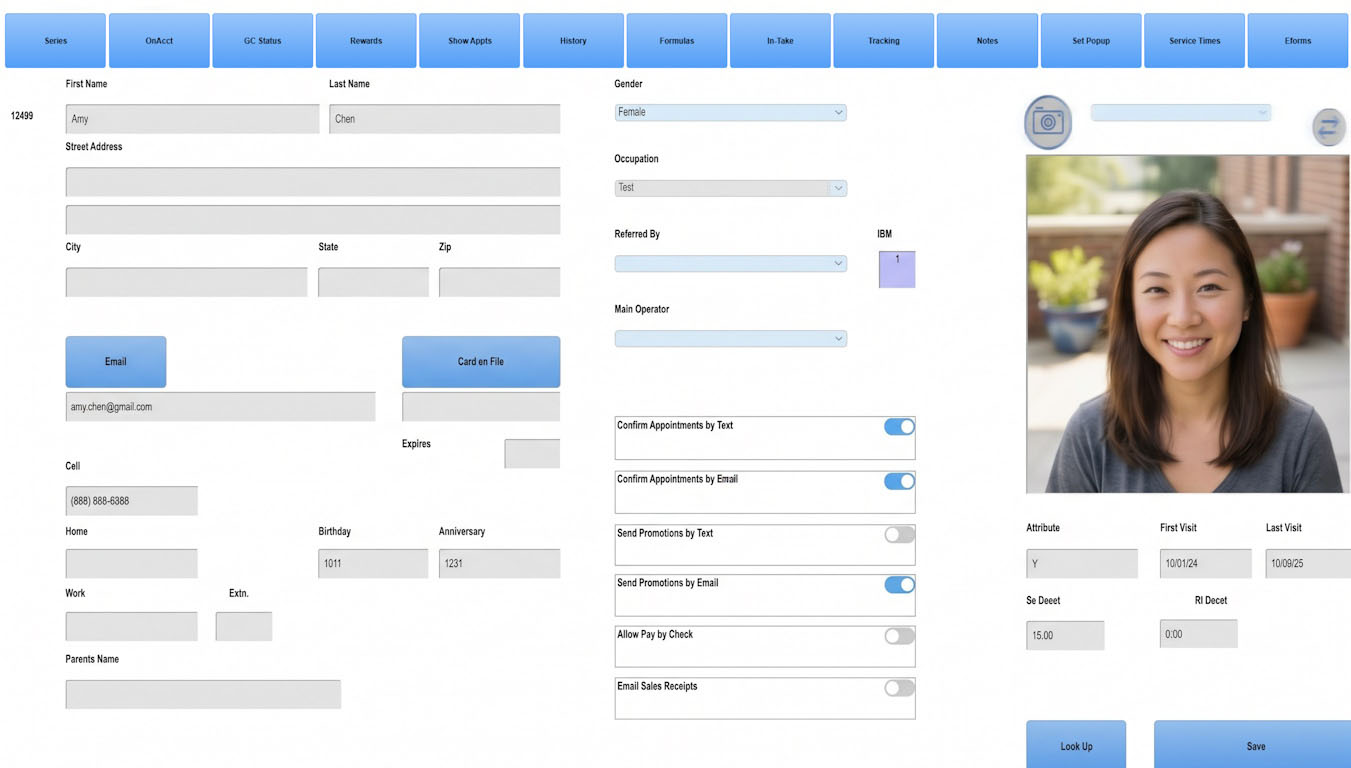 Paired Plus client profiles for beauty salons