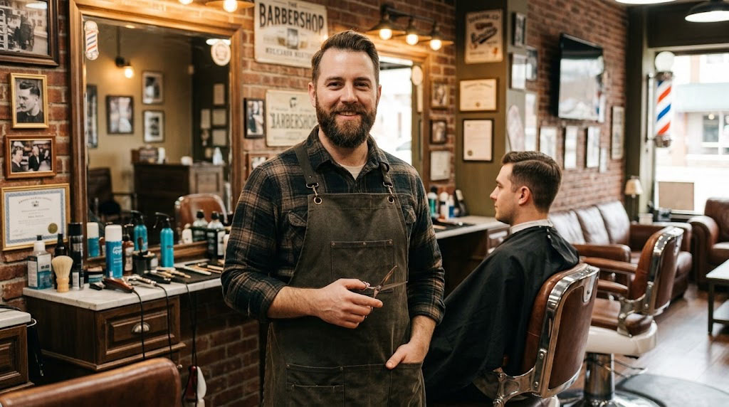 Barbershop software in use — owner managing appointments and clients with Paired Plus