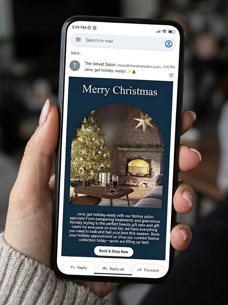 Mobile view of salon email marketing campaigns