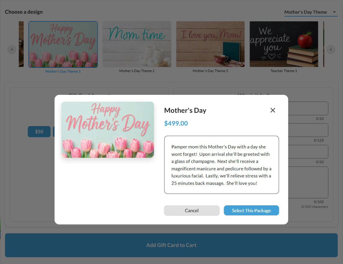 Paired Plus online gift cards for multi-location salons