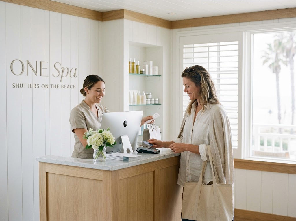 ONE Spa desk at Shutters on the Beach using the Opera PMS spa integration