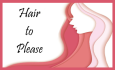 a logo of 'hair to please' which uses the best salon software available.